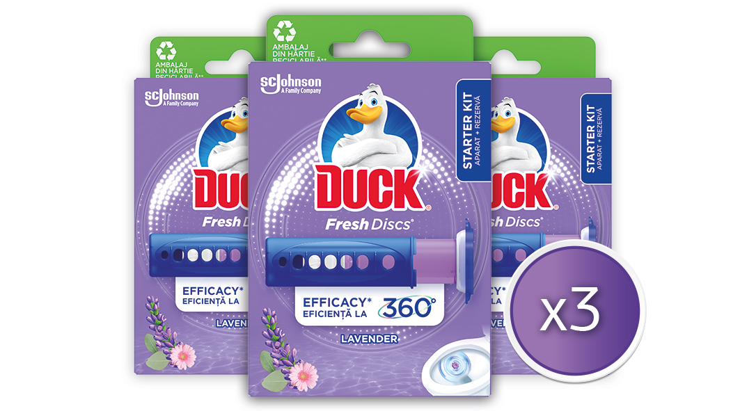SC Johnson Block για τη Λεκάνη της Τουαλέτας Χωρίς Θήκη Fresh Discs Lavender Duck (3x36ml)