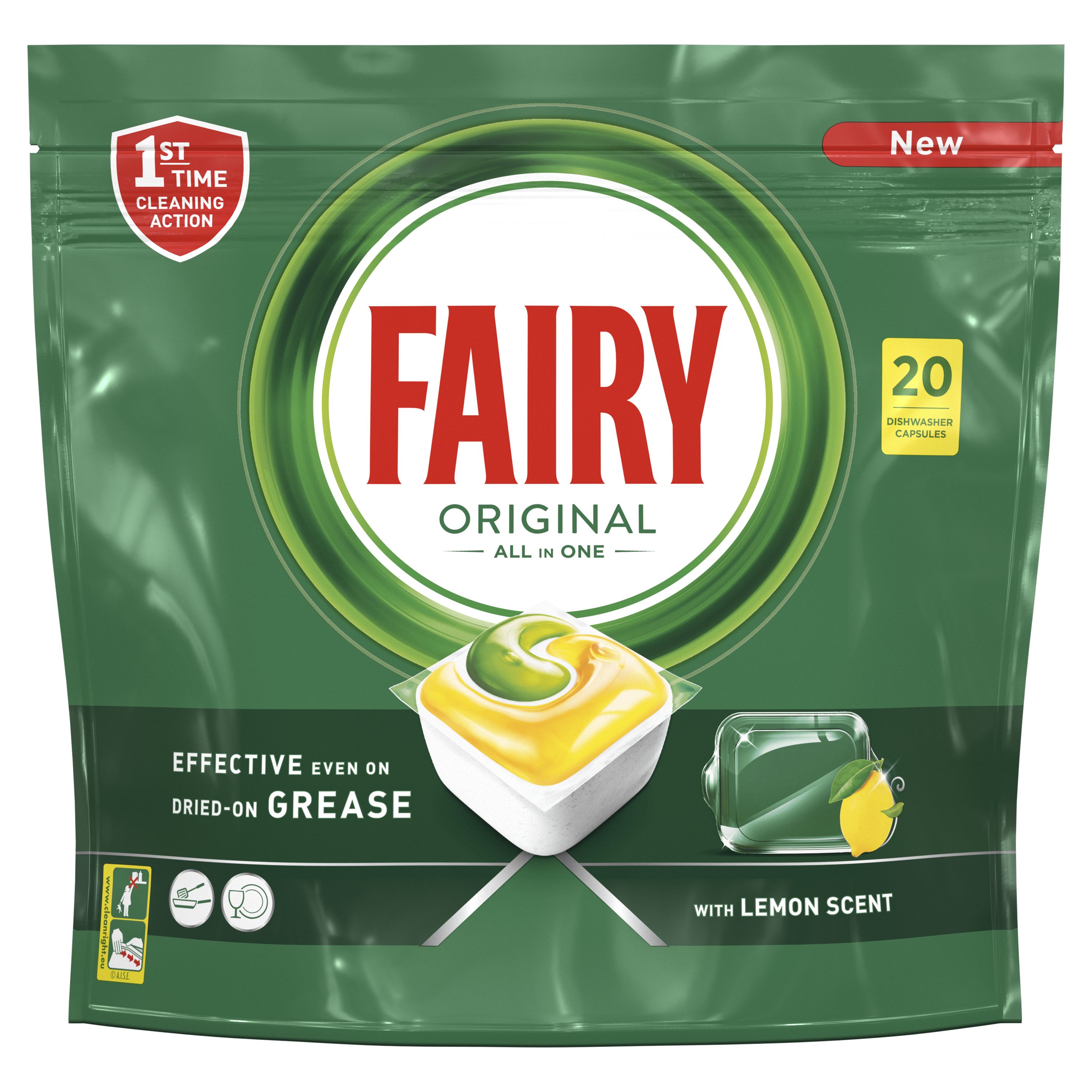 Κάψουλες Πλυντηρίου Πιάτων Λεμόνι Original All In One Fairy (20τεμ)