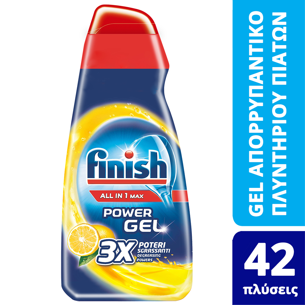 Υγρό Απορρυπαντικό Πλυντηρίου Πιάτων Power Gel Λεμόνι Finish (940ml) τα 3 τεμάχια 22,98€