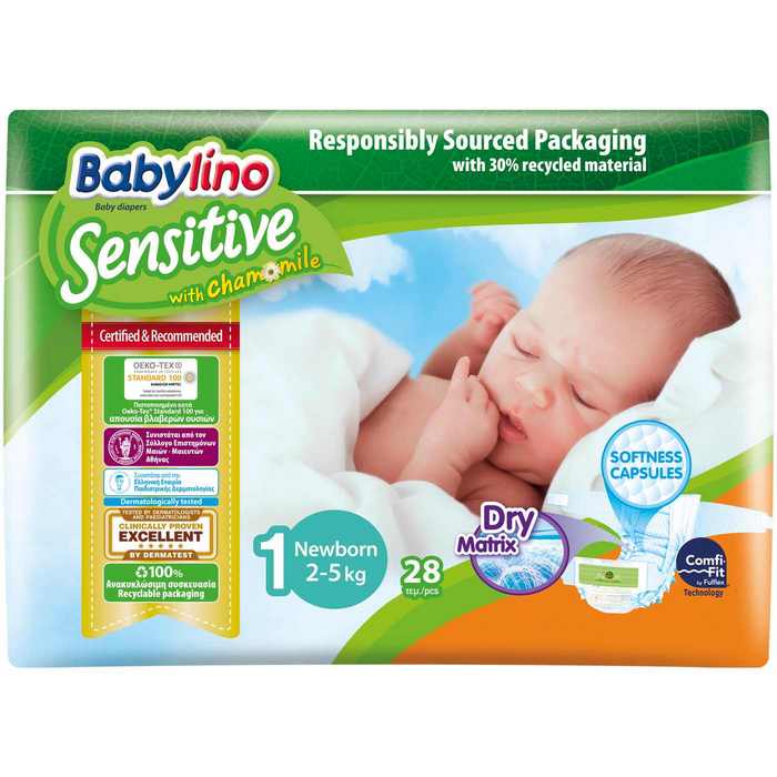 Πάνες Babylino Sensitive No 1 (2-5 Kg) (28 τεμ)