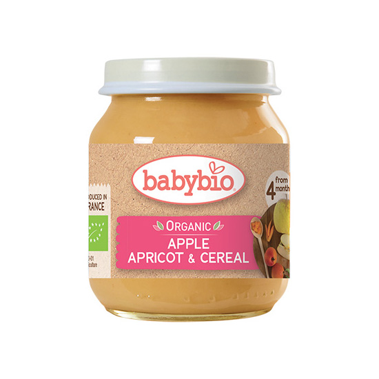 BABYBIO PETITS POTS + 4 Months Apple Apricot Cereals - 2x130g