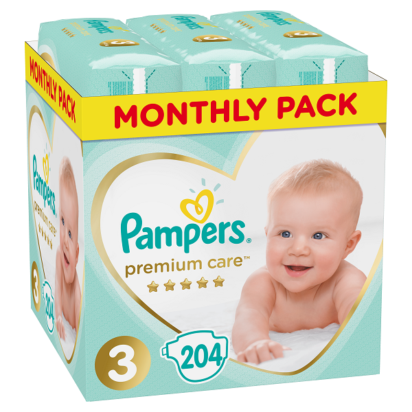 Πάνες Pampers Premium Care Μέγεθος 3 (6-10 kg) (204τεμ)