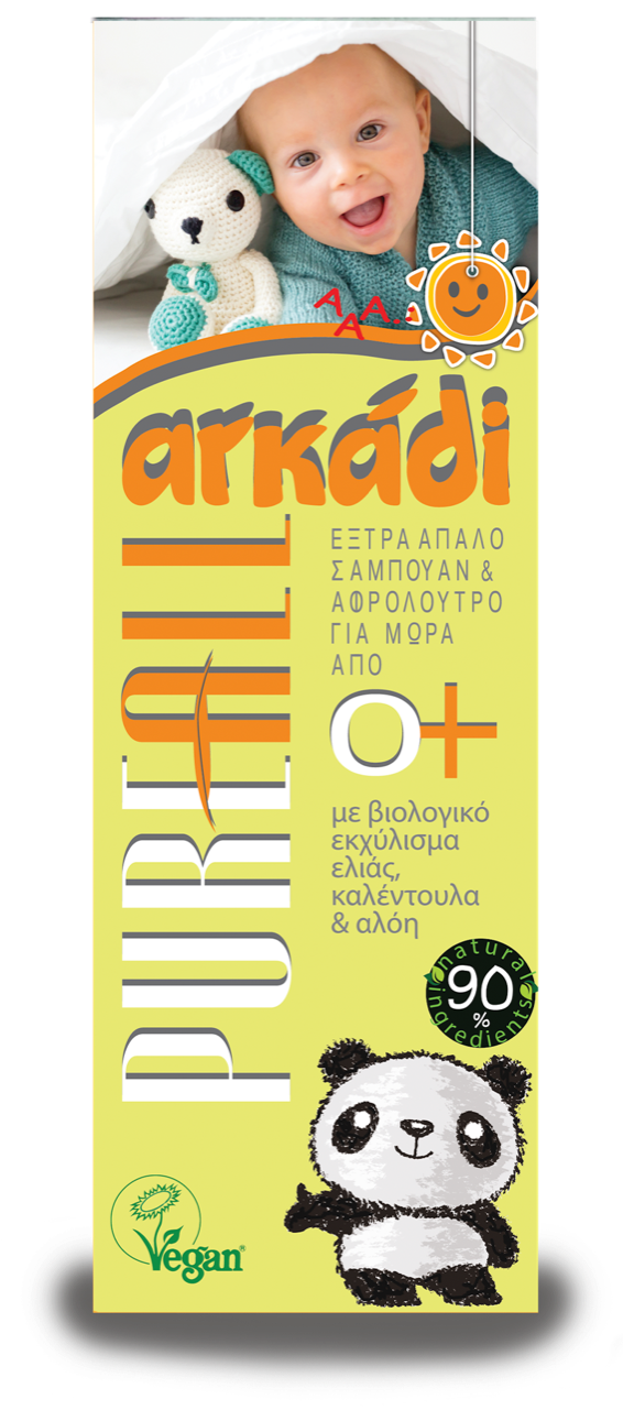 Σαμπουάν & Αφρόλουτρο με Καλέντουλα για Μωρά από 0+ μηνών Pure All Αρκάδι (750ml)