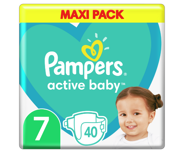 Πάνες Μέγεθος 7 (15kg+) Pampers Active Baby (2×40τεμ) 1+1 Δώρο