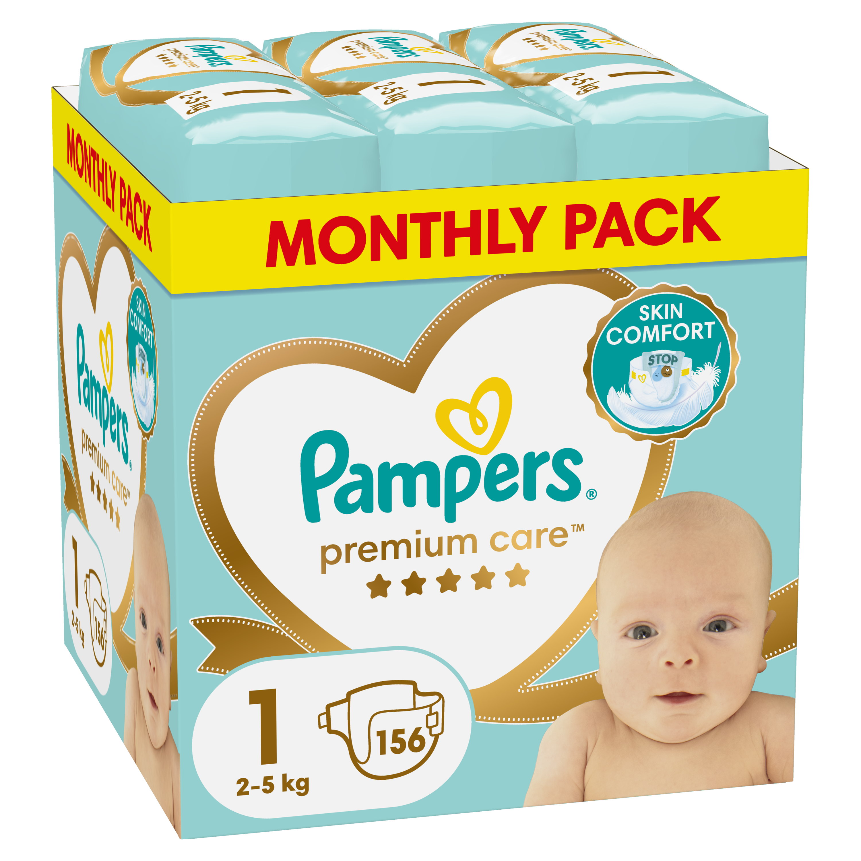 P&G Πάνες Pampers Premium Care Μέγεθος 1 (2-5 kg) (156τεμ)