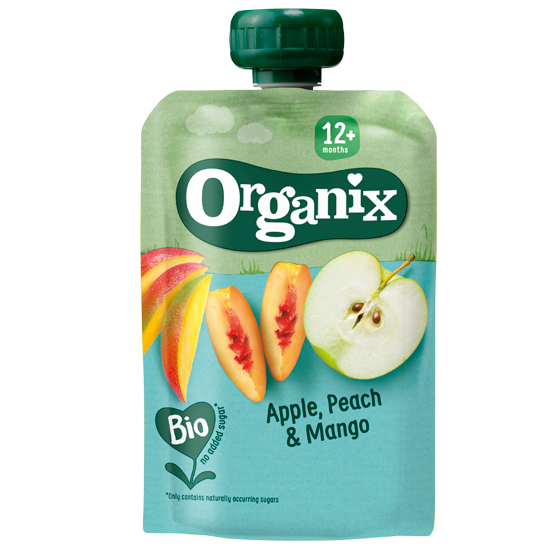 Organix Βιολογικός Πολτός Μήλο, Ροδάκινο, Μάνγκο Organix (100 g)