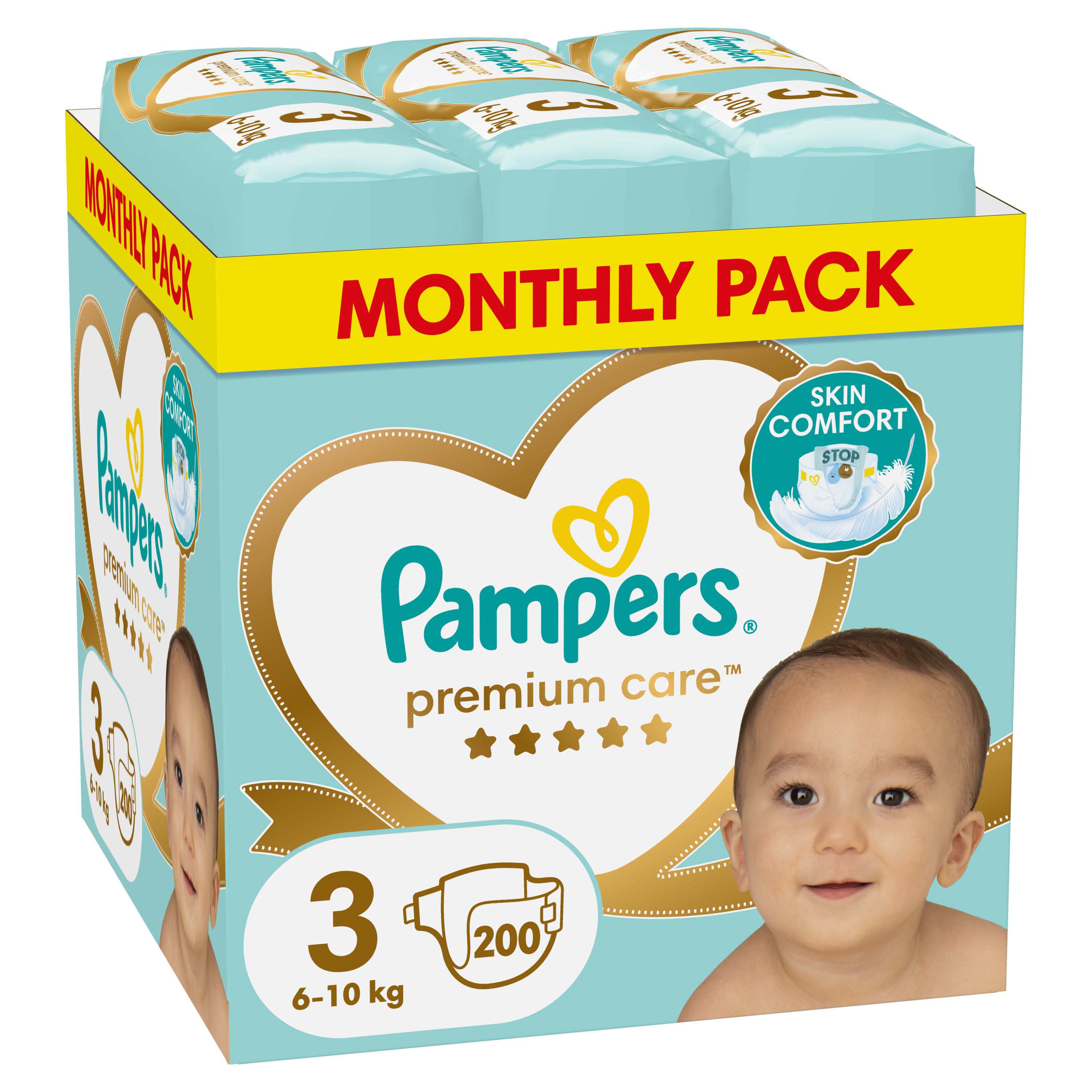 P&G Πάνες Pampers Premium Care Μέγεθος 3 (6-10 kg) (200τεμ)