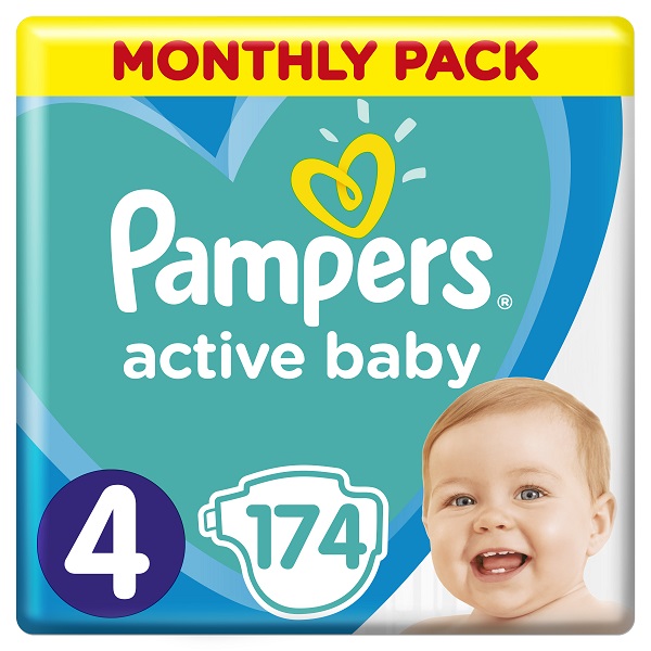 Πάνες Pampers Active Baby Μέγεθος 4 (9-14 kg) (174τεμ)