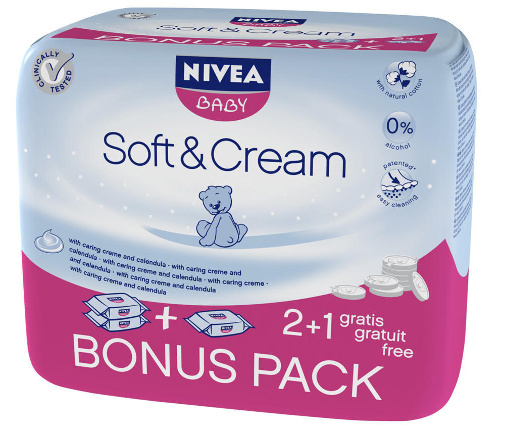 Μωρομάντηλα Mega Pack Soft & Care Nivea Baby (3×63 τεμ)