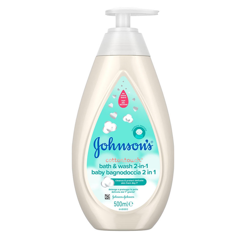 Johnson&Johnson Αφρόλουτρο & Σαμπουάν 2 σε 1 Baby Cotton Touch Johnson's (500ml)
