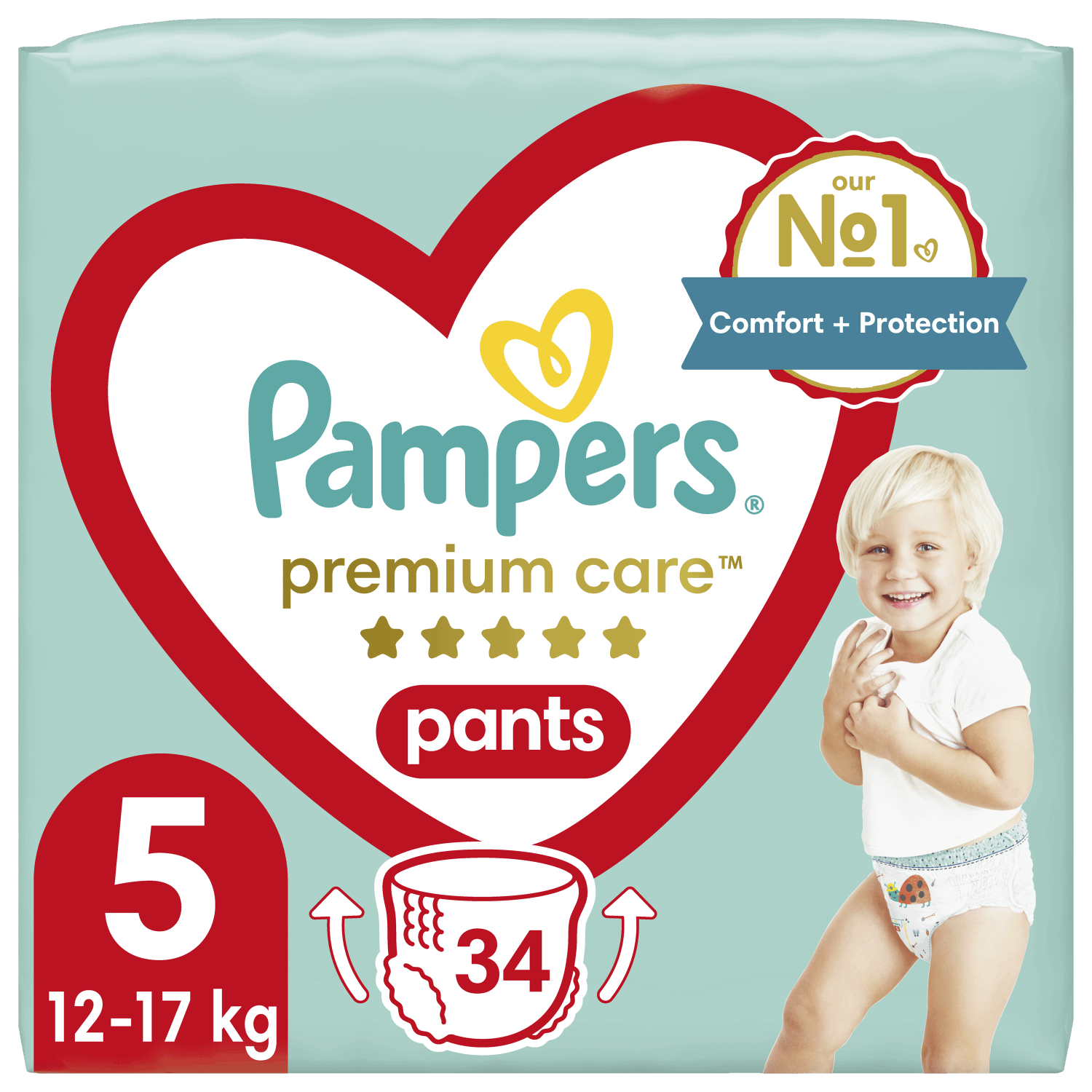 P&G Πάνες-Βρακάκι Pampers Premium Care Pants Μέγεθος 5 (12-17kg) (34τεμ)