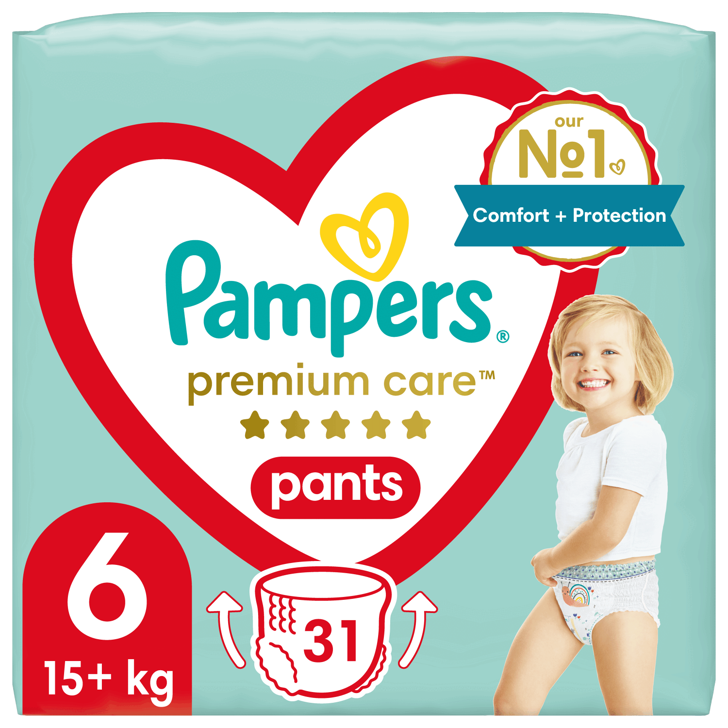 P&G Πάνες-Βρακάκι Pampers Premium Care Pants Μέγεθος 6 (15+kg) (31τεμ)