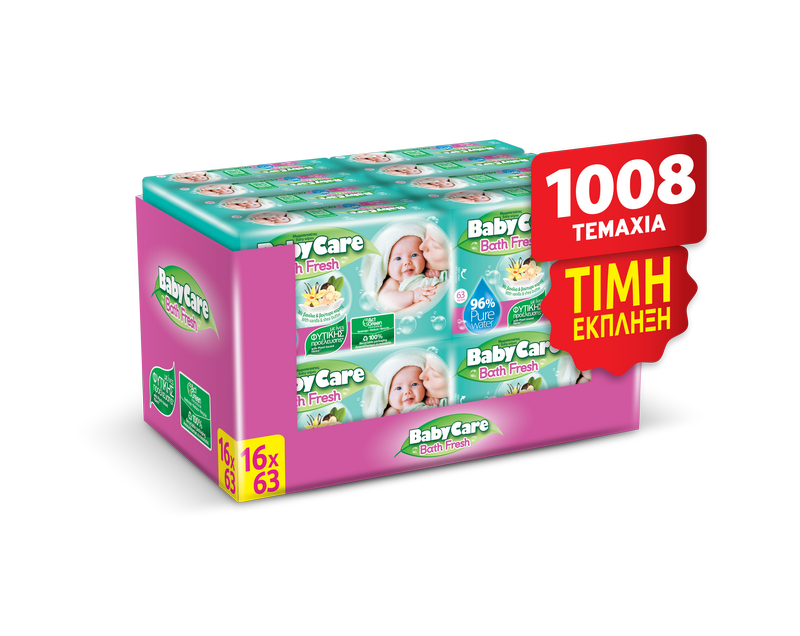 Μωρομάντηλα Bath Fresh Economy Box Babycare (16×63τεμ)
