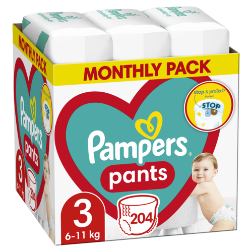 Πάνες-Βρακάκι Μέγεθος 3 (6-11kg) Pampers Pants (204τεμ)