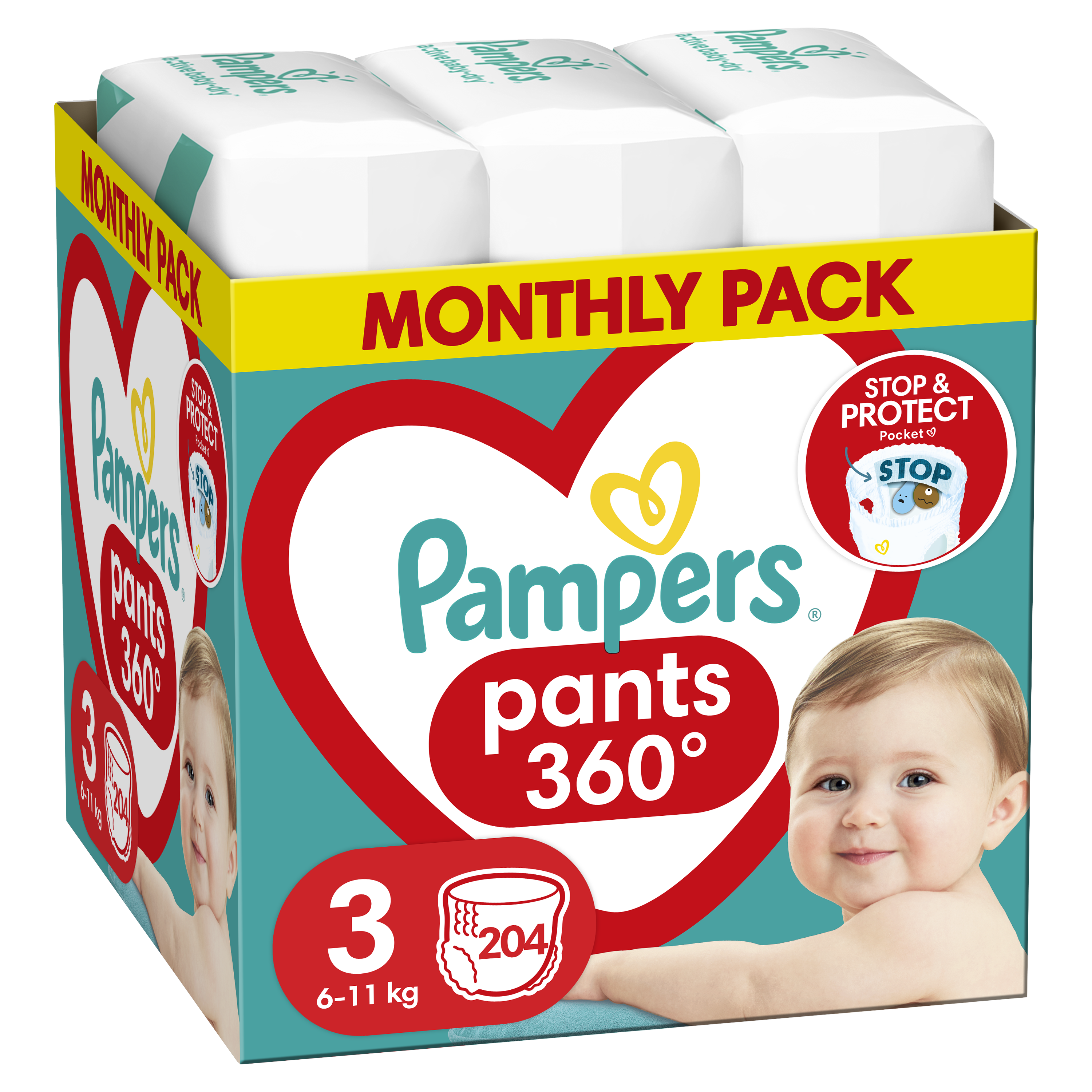 P&G Πάνες-Βρακάκι Μέγεθος 3 (6-11kg) Pampers Pants (204τεμ)