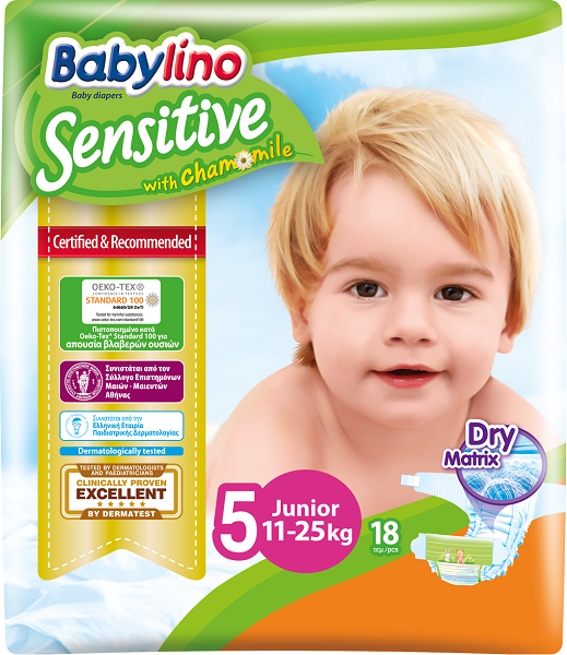Πάνες Babylino Sensitive No 5 (11-25kg) (18τεμ)
