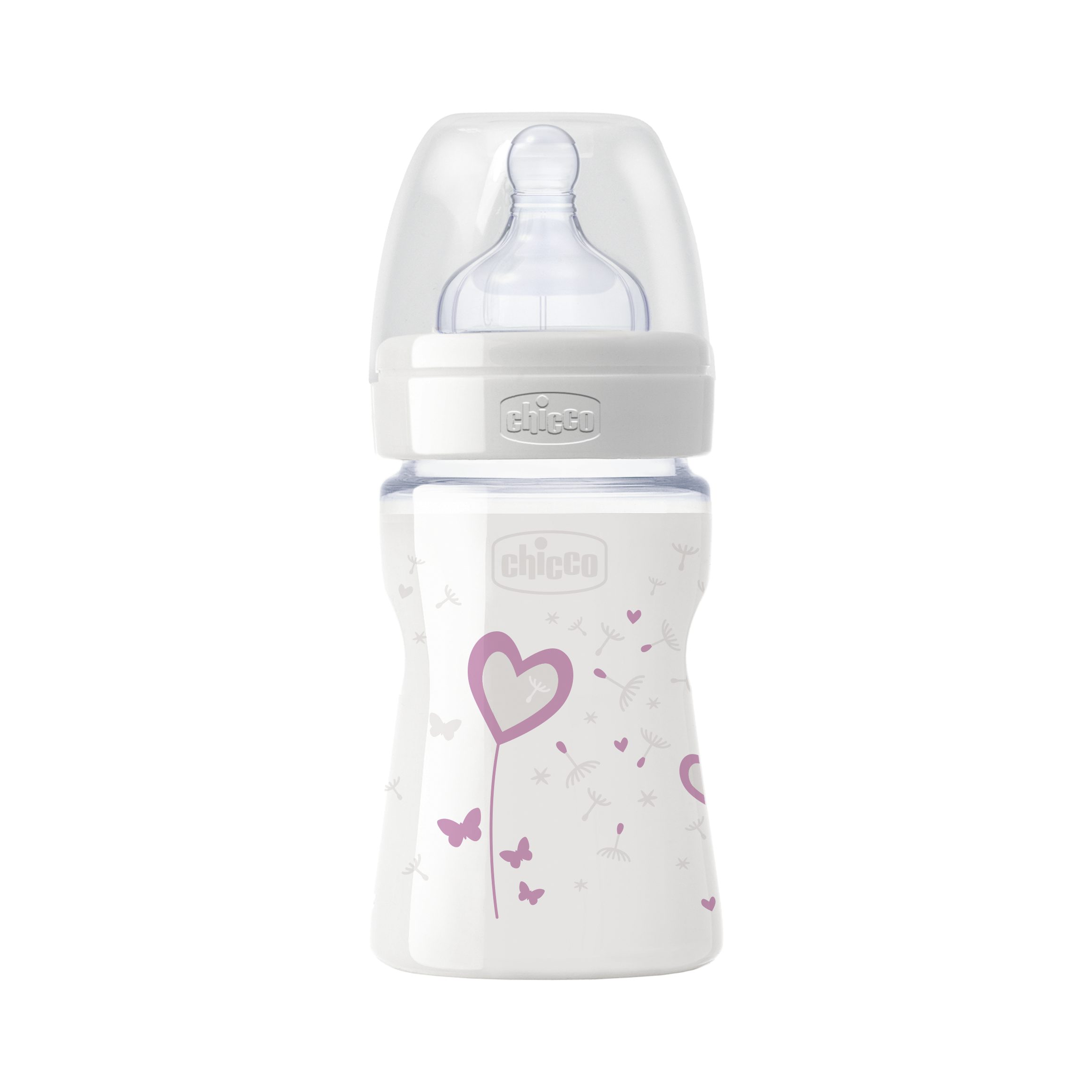 Μπιμπερό Γυάλινο Σιλικόνης Ροζ 0+ Nature Glass Chicco (150 ml)