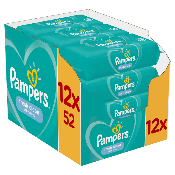Μωρομάντηλα Fresh Clean Pampers (12×52τεμ)