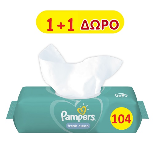 Μωρομάντηλα Fresh Clean Pampers (2×52τεμ) 1+1 Δώρο