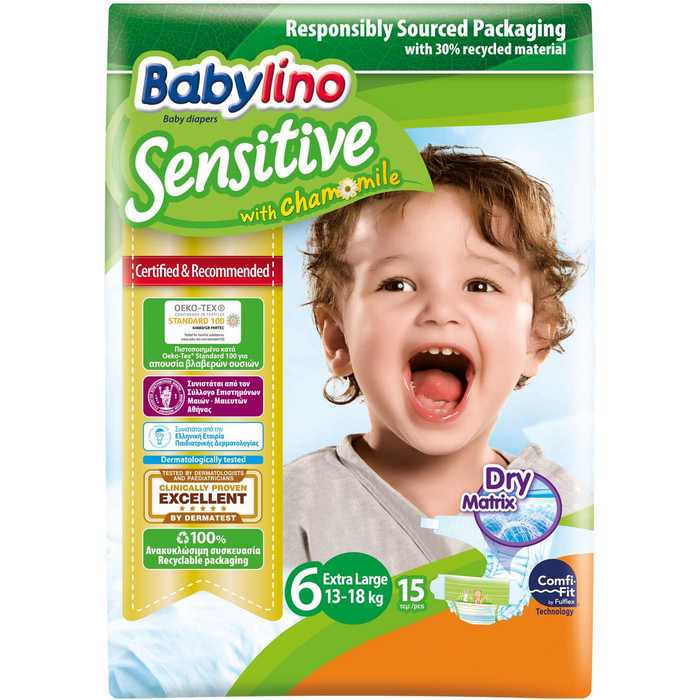 Πάνες Babylino Sensitive No 6 (13-18Kg) (15τεμ)