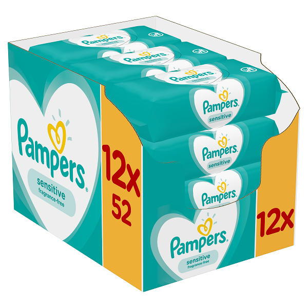 Μωρομάντηλα Sensitive Pampers (12×52τεμ)