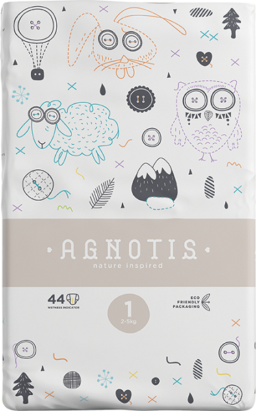 Βρεφικές Πάνες Νο1 (2-5kg) Agnotis (5×44τεμ) Economy Pack -40%