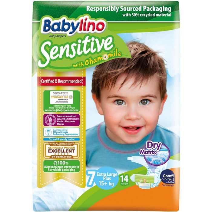 Πάνες Babylino Sensitive No 7 (15+Kg) (14τεμ)