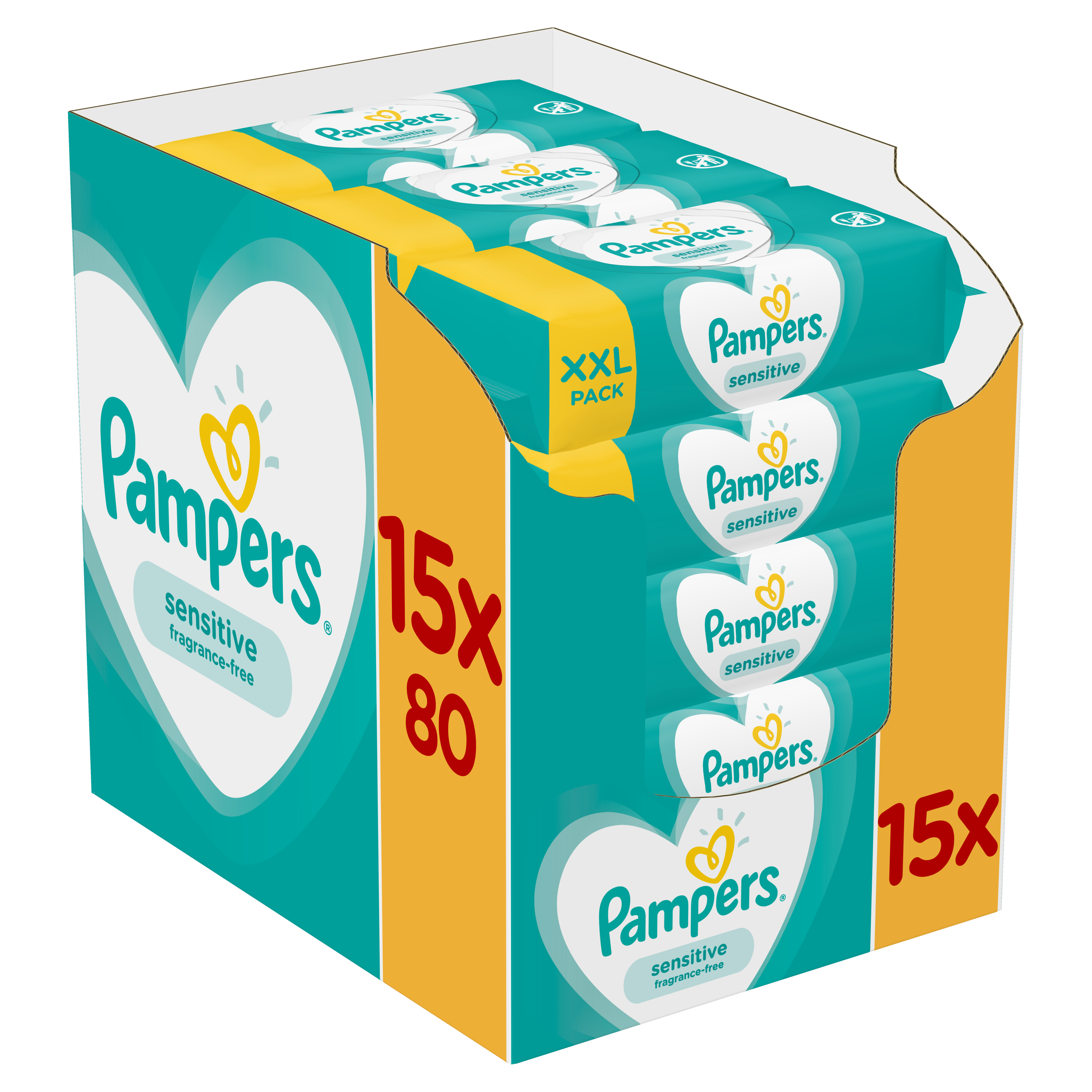Μωρομάντηλα Sensitive Pampers (15×80τεμ)