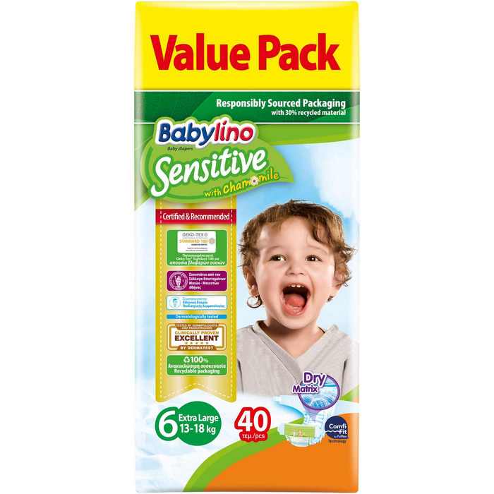 Πάνες Babylino Sensitive Value Pack No 6 (13-18kg) (40 τεμ)