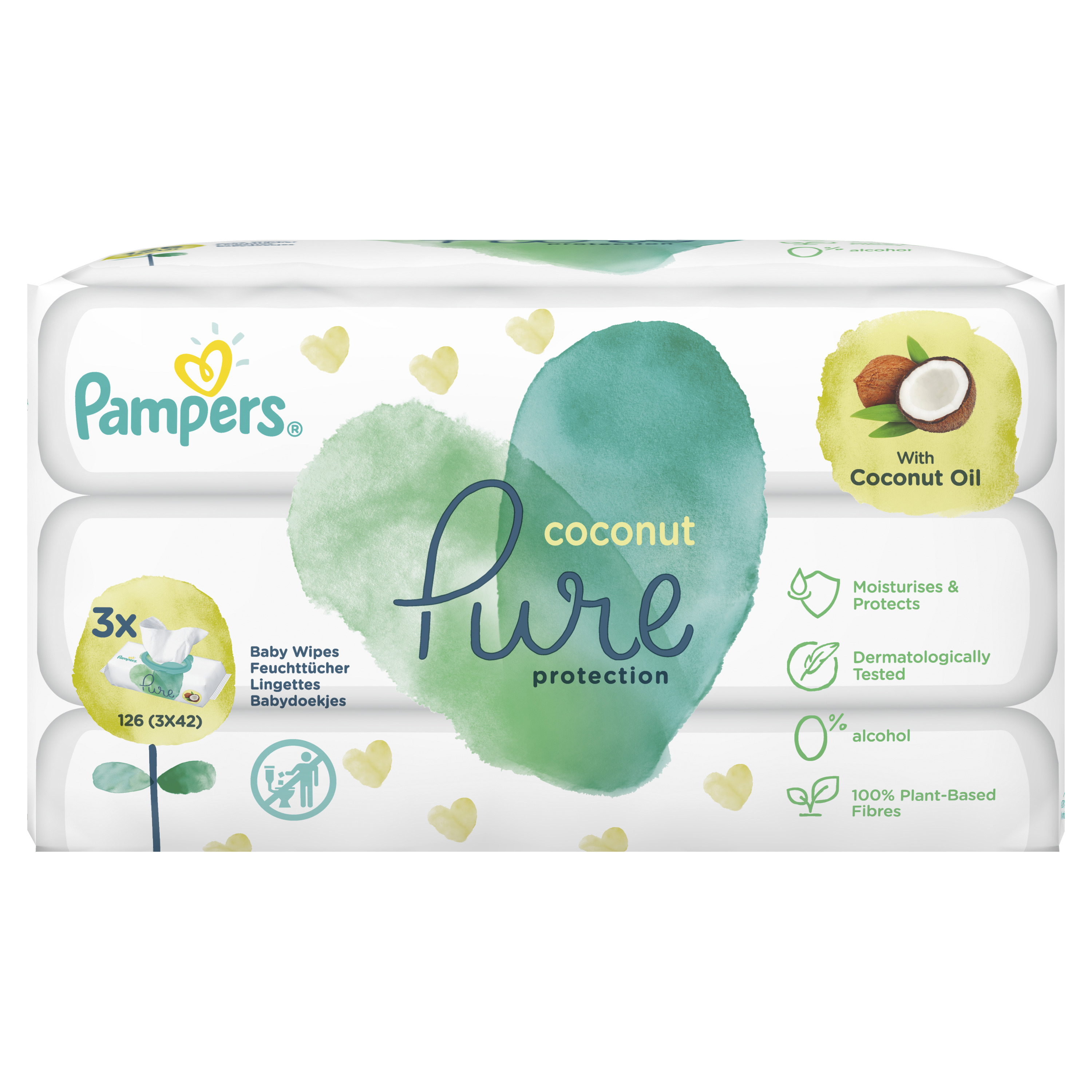 Baby Wipes Coconut Pure Pampers 3x42pcs e Fresh.gr