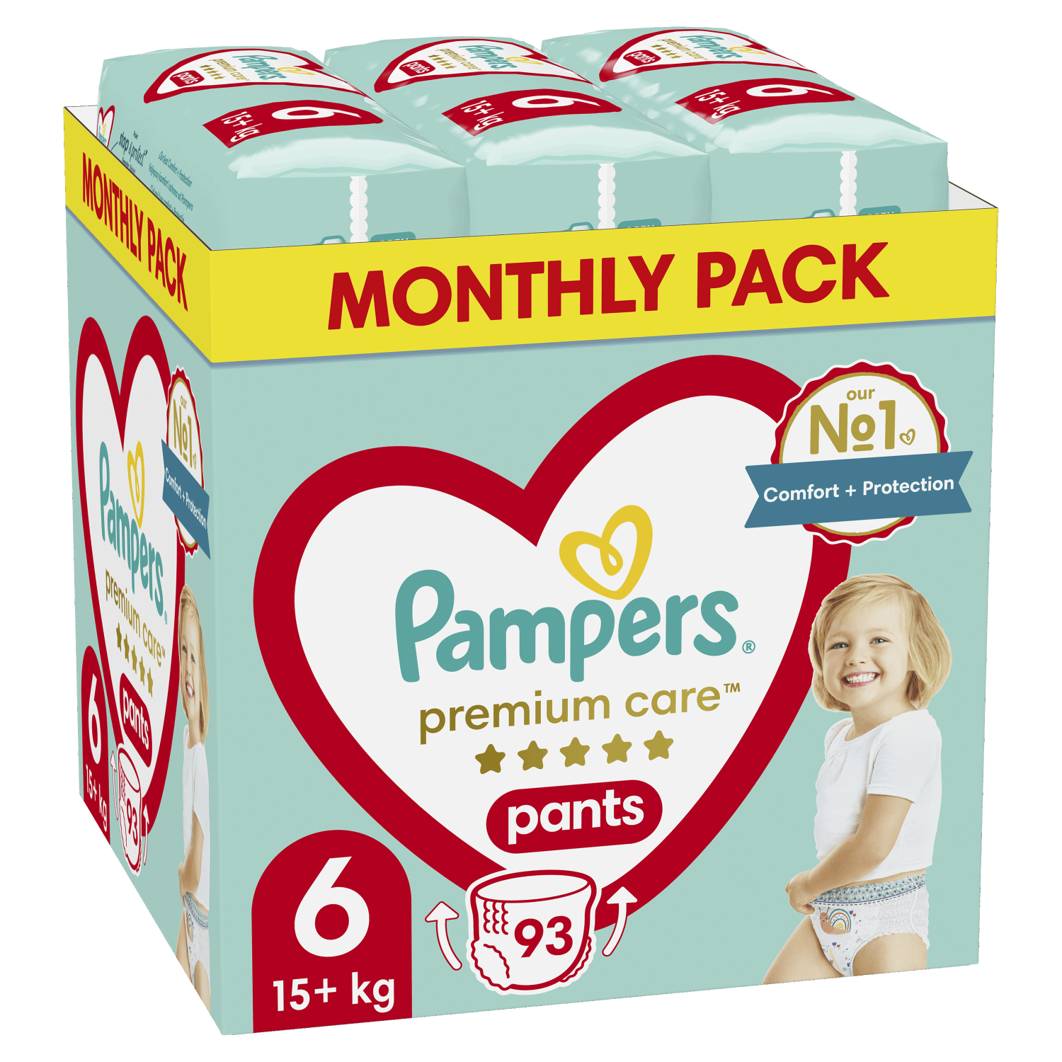 P&G Πάνες Μέγεθος 6 (15+kg) Pampers Premium Care Pants (93τεμ)