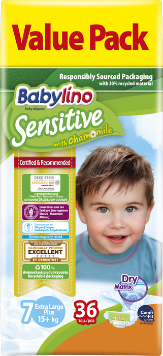 Ανοιχτές Πάνες Sensitive No7 (15+kg) Babylino (36τεμ)