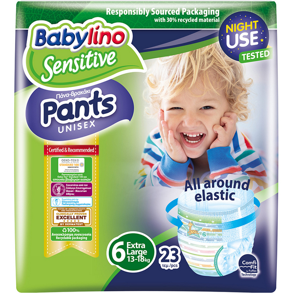 Πάνες Βρακάκι Babylino Pants Unisex Extra Large No.6 (13-18kg) (23 τεμ)