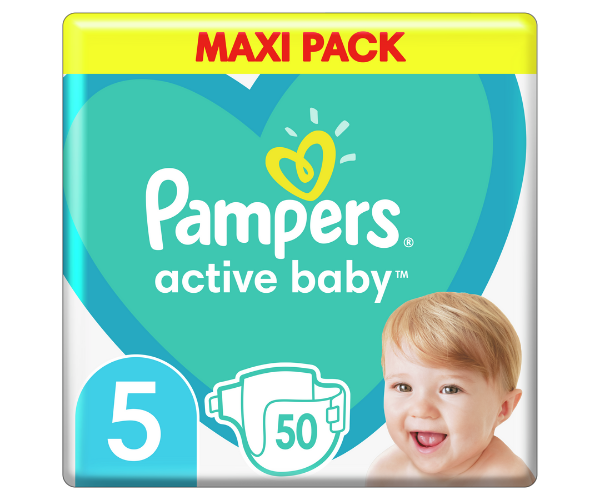 Πάνες Μέγεθος 5 (11-16 kg) Pampers Active Baby (50τεμ)
