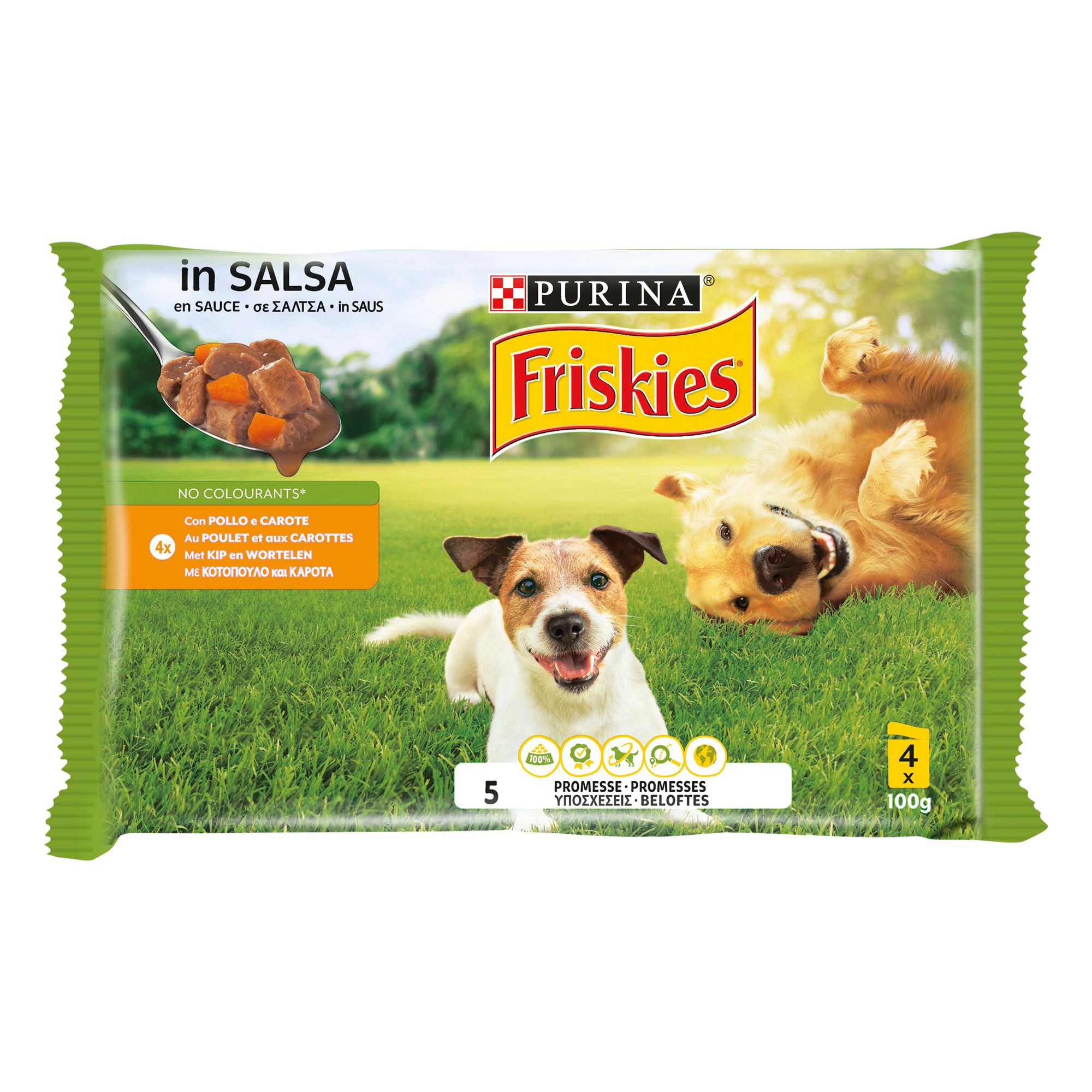 Nestle Τροφή για σκύλους σε Σάλτσα με Κοτόπουλο & Καρότα Friskies (4x100g)