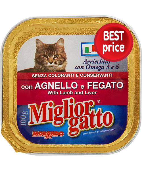 Κονσέρβα Γάτας Πατέ με Αρνί-Συκώτι Miglior (100g)