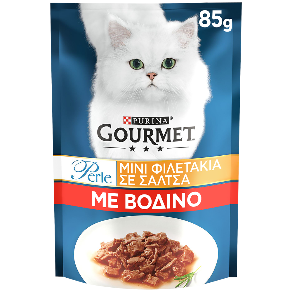 Τροφή για γάτες Φιλετάκια με Βοδινό Gourmet Perle (85g)
