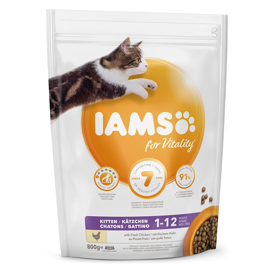 Ξηρά Τροφή για Γάτες (1-12 Μηνών) με Κοτόπουλο IAMS (800g)