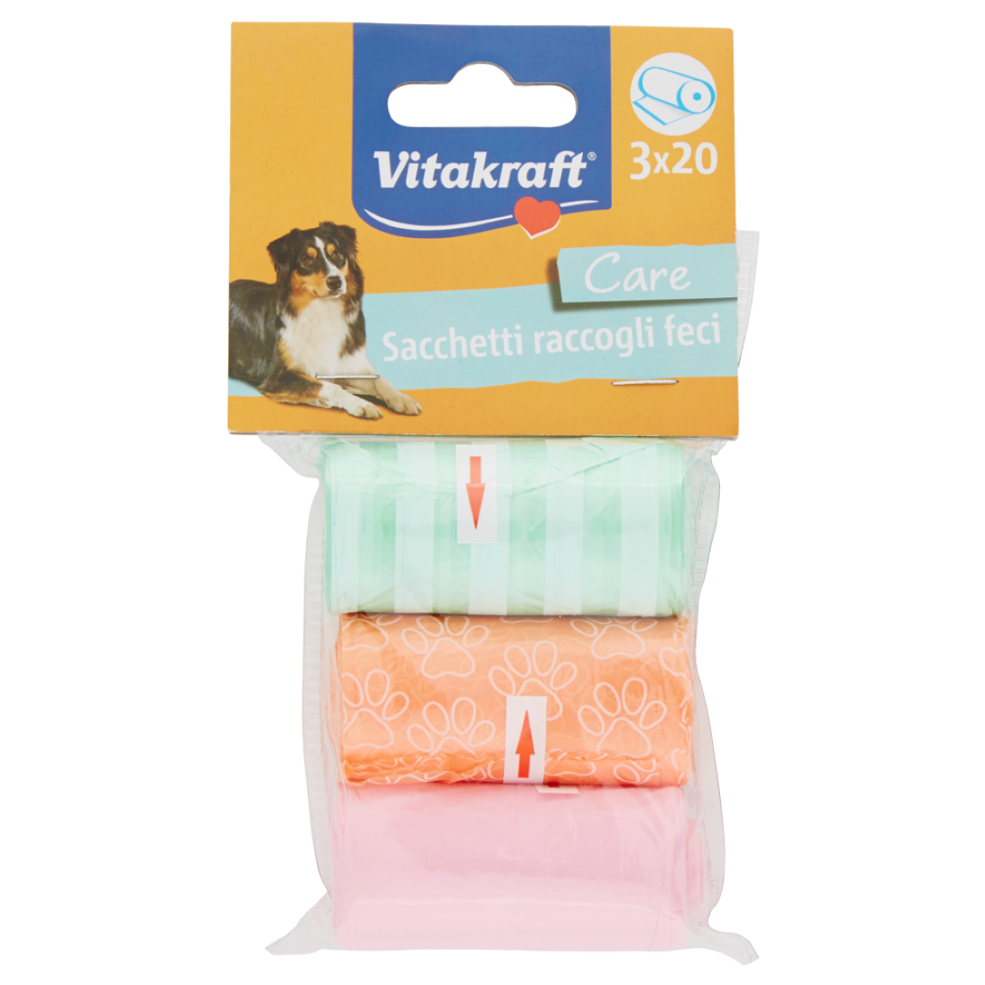 Σακούλες Συλλογής Περιττωμάτων για Σκύλους Πολύχρωμες Vitakraft (3×20τεμ)