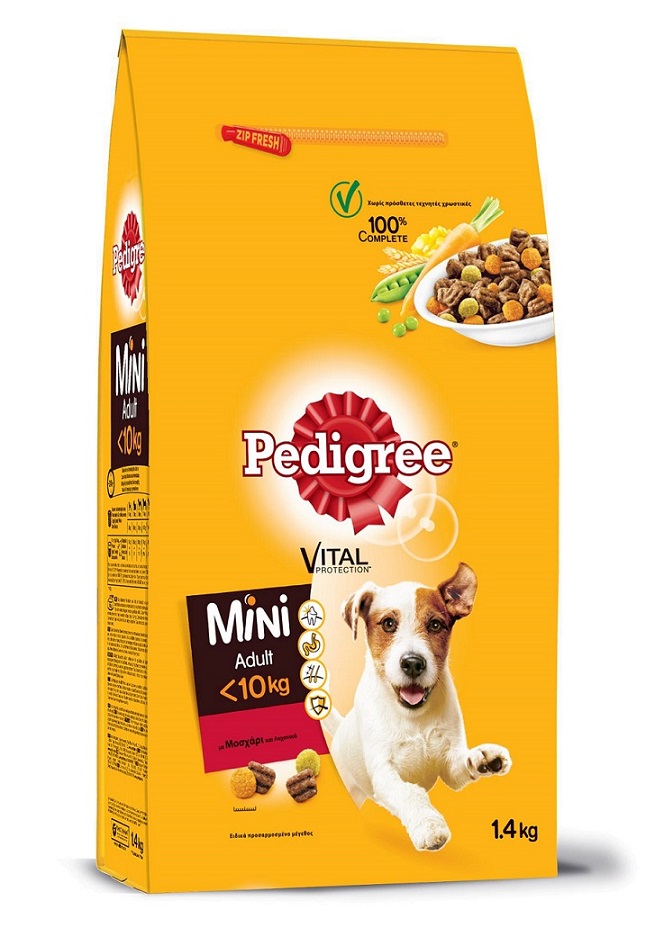 Ξηρά Τροφή για σκύλους Adult Mini με Μοσχάρι και Λαχανικά Pedigree (1,4kg)
