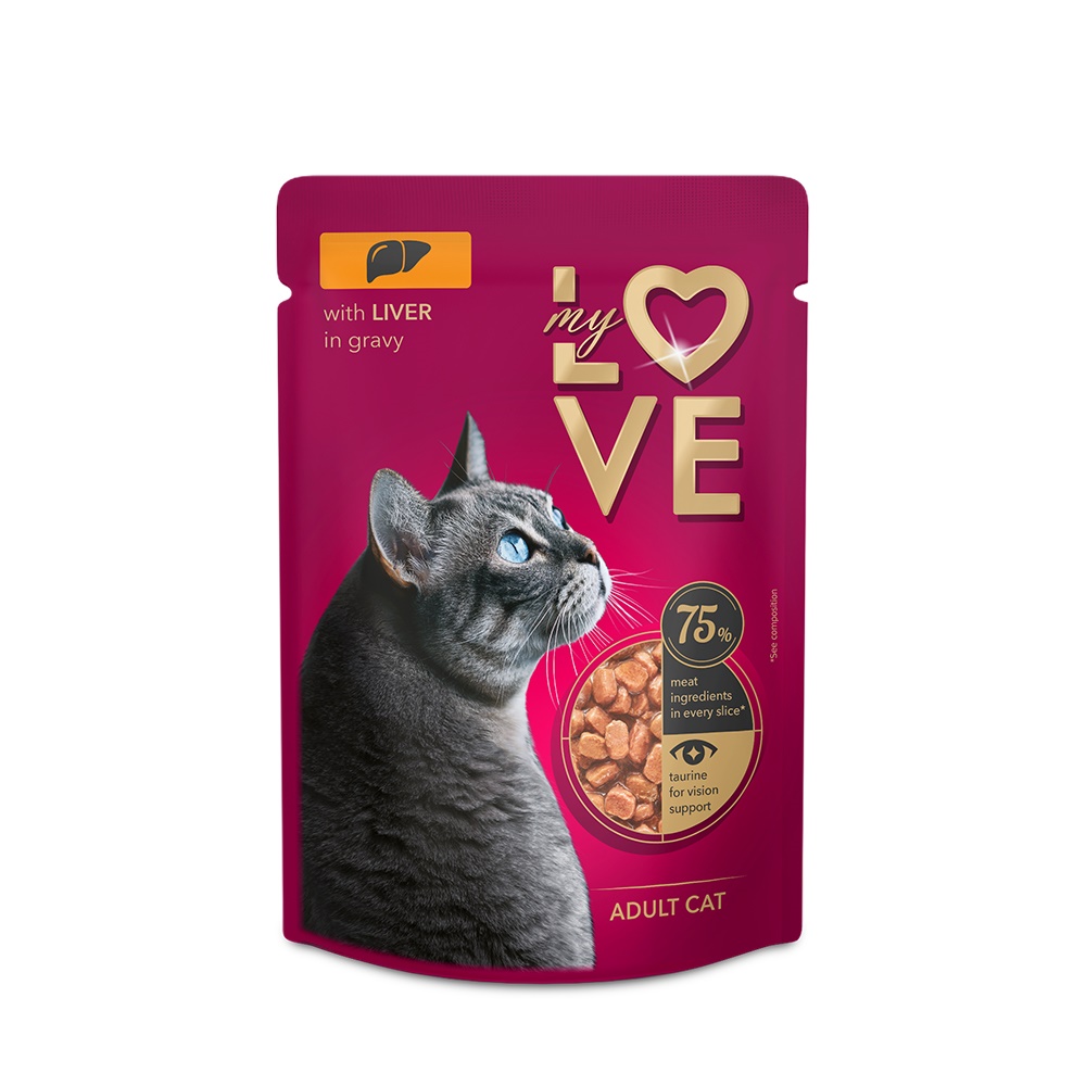 PETLINE Υγρή Τροφή για Γάτες με Συκώτι σε Σάλτσα My Love (85gr)