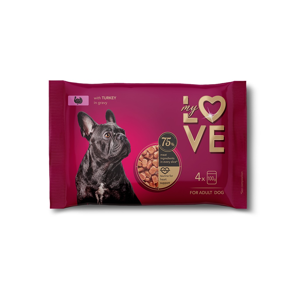 PETLINE Υγρή Τροφή για Σκύλους με Γαλοπούλα My Love (4x100gr)