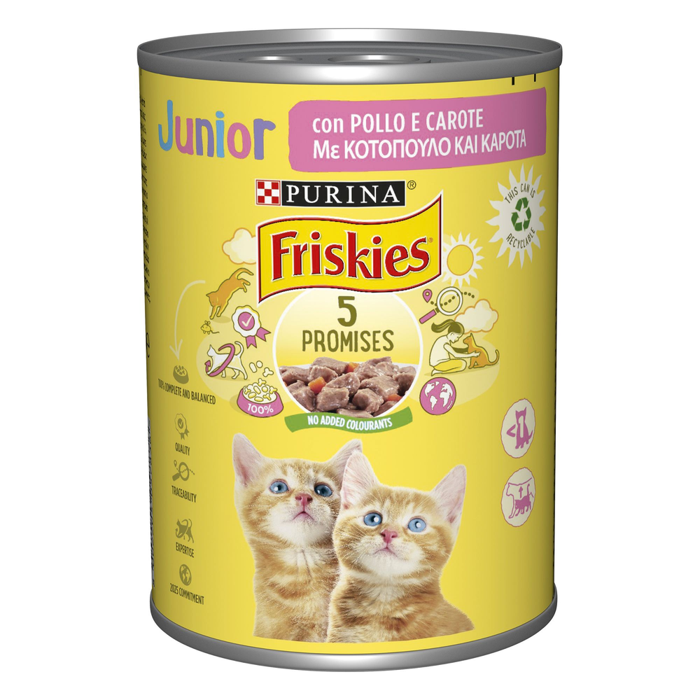 Nestle Τροφή για Γάτες Junior Κοτόπουλο και Καρότα Friskies (400 g)