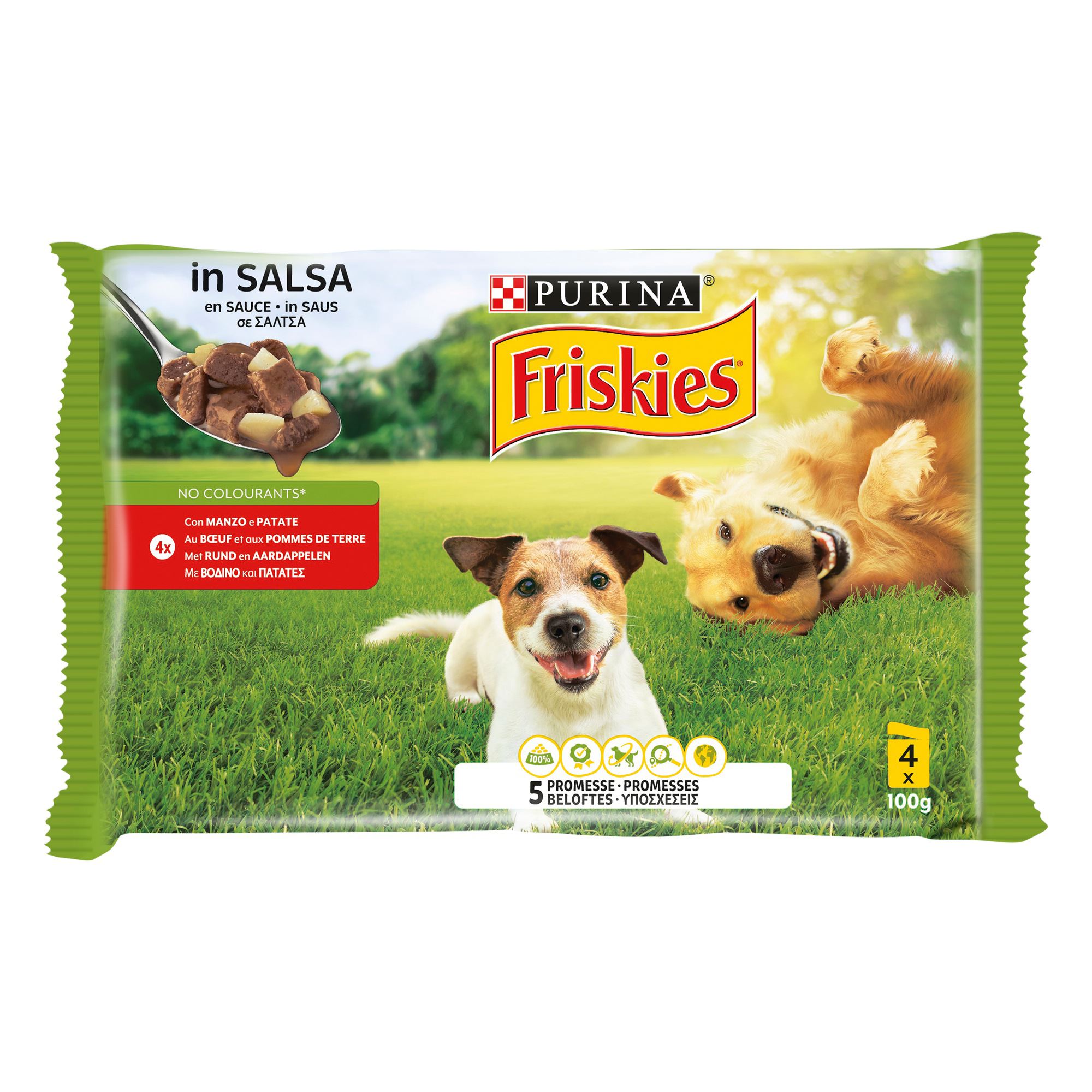 Nestle Τροφή για σκύλους σε Σάλτσα με Βοδινό & Πατάτες Friskies (4x100g)