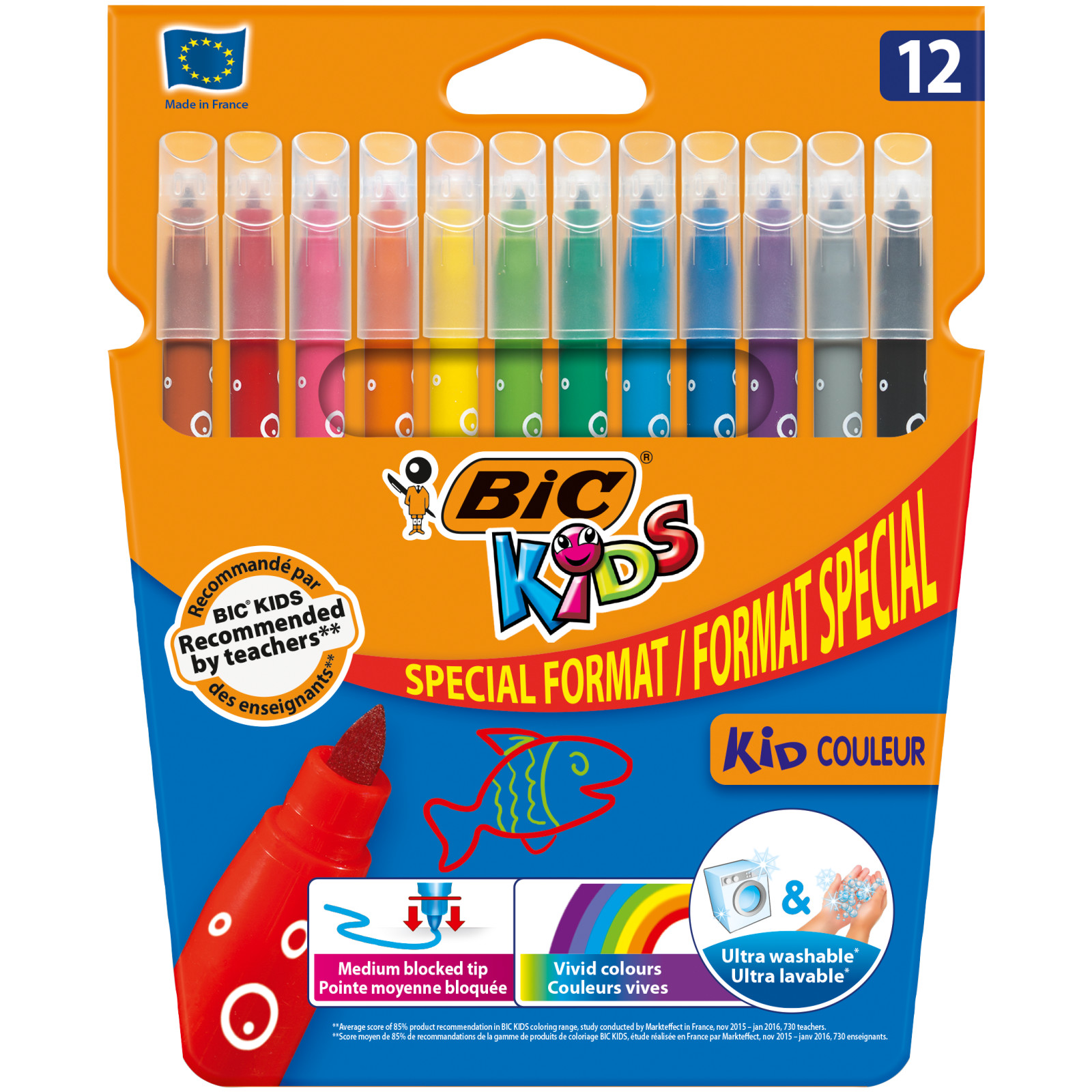 Bic Παιδικοί Μαρκαδόροι Ζωγραφικής με Υδάτινη Βάση που Ξεπλένεται Εύκολα Bic Kids Couleur (12τεμ)
