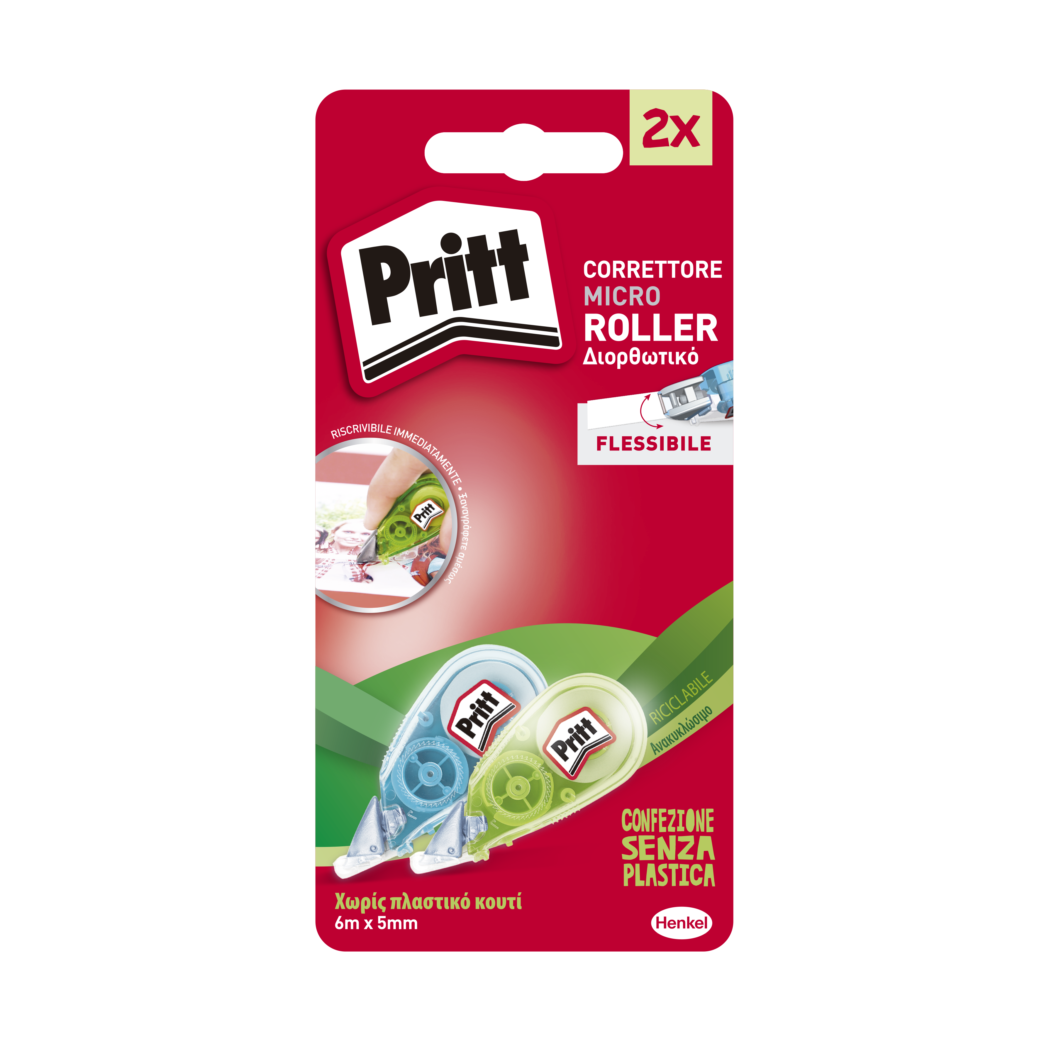 Pritt Διορθωτικό Roller Τσέπης Μπλε & Πράσινο Pritt (2τεμ)