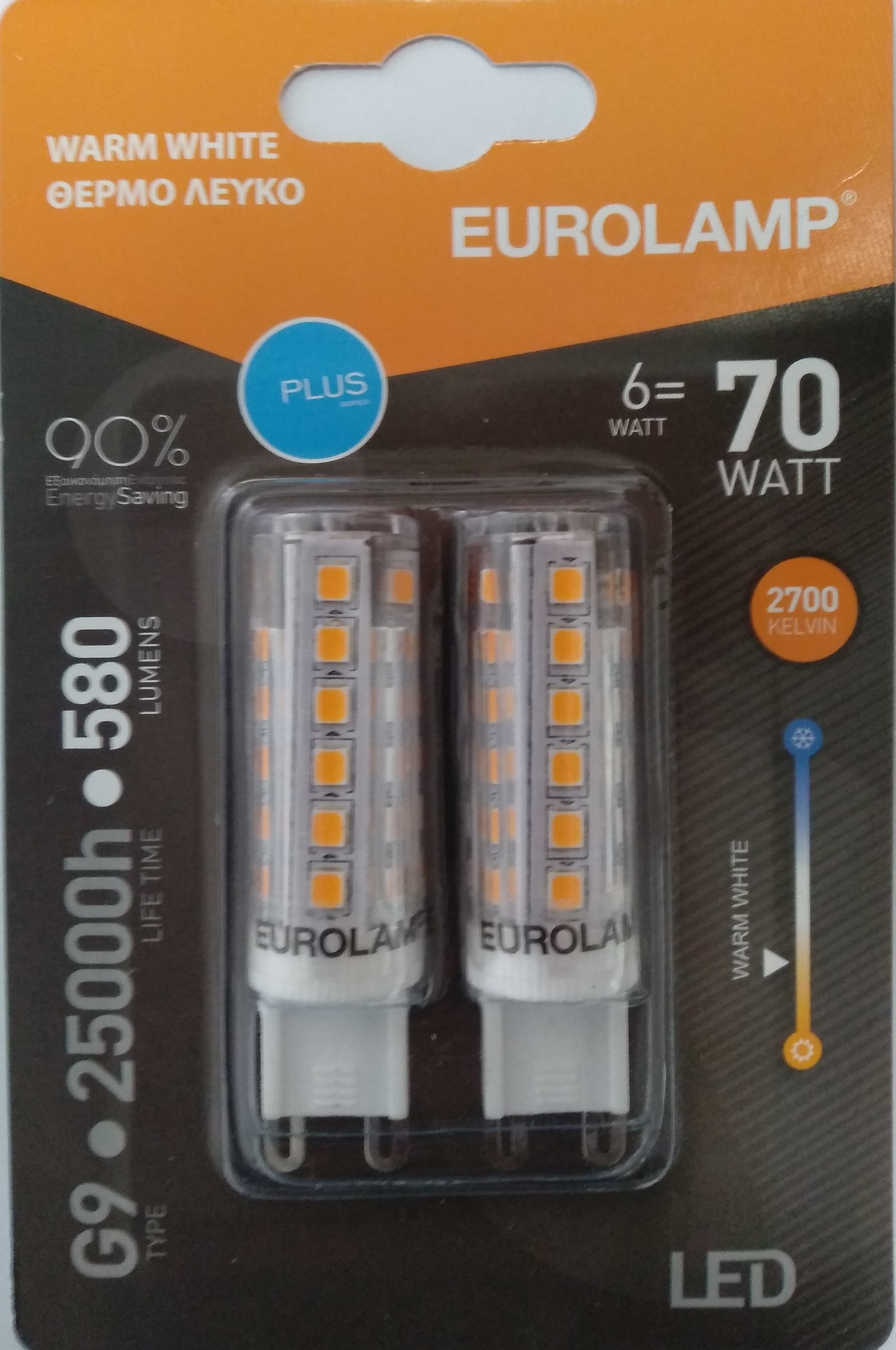 Λάμπα Led G9 6W 2700K Eurolamp (2 τεμ)
