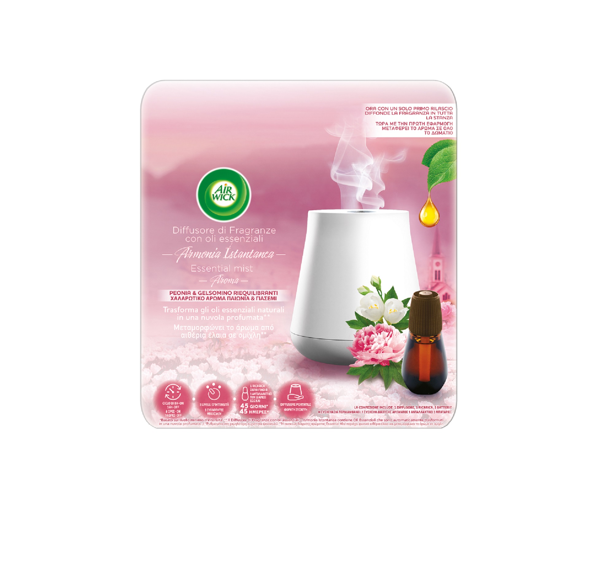 Συσκευή Essential Mist & Ανταλλακτικό με άρωμα Παιώνια & Γιασεμί Airwick (20 ml) -5€