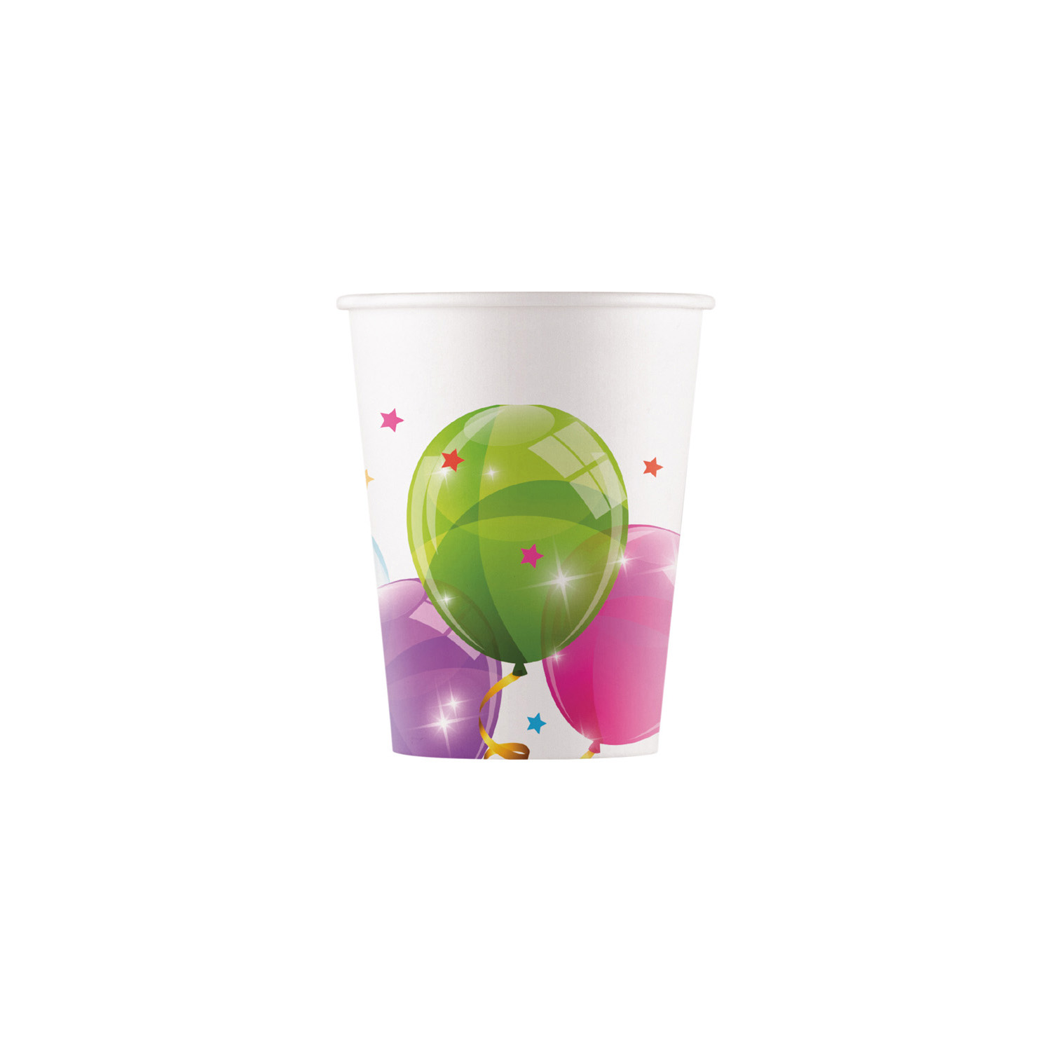 Procos Ποτήρια Χάρτινα Πολύχρωμα με Μπαλόνια Sparkling Balloons 200ml Kokliko (8τεμ)