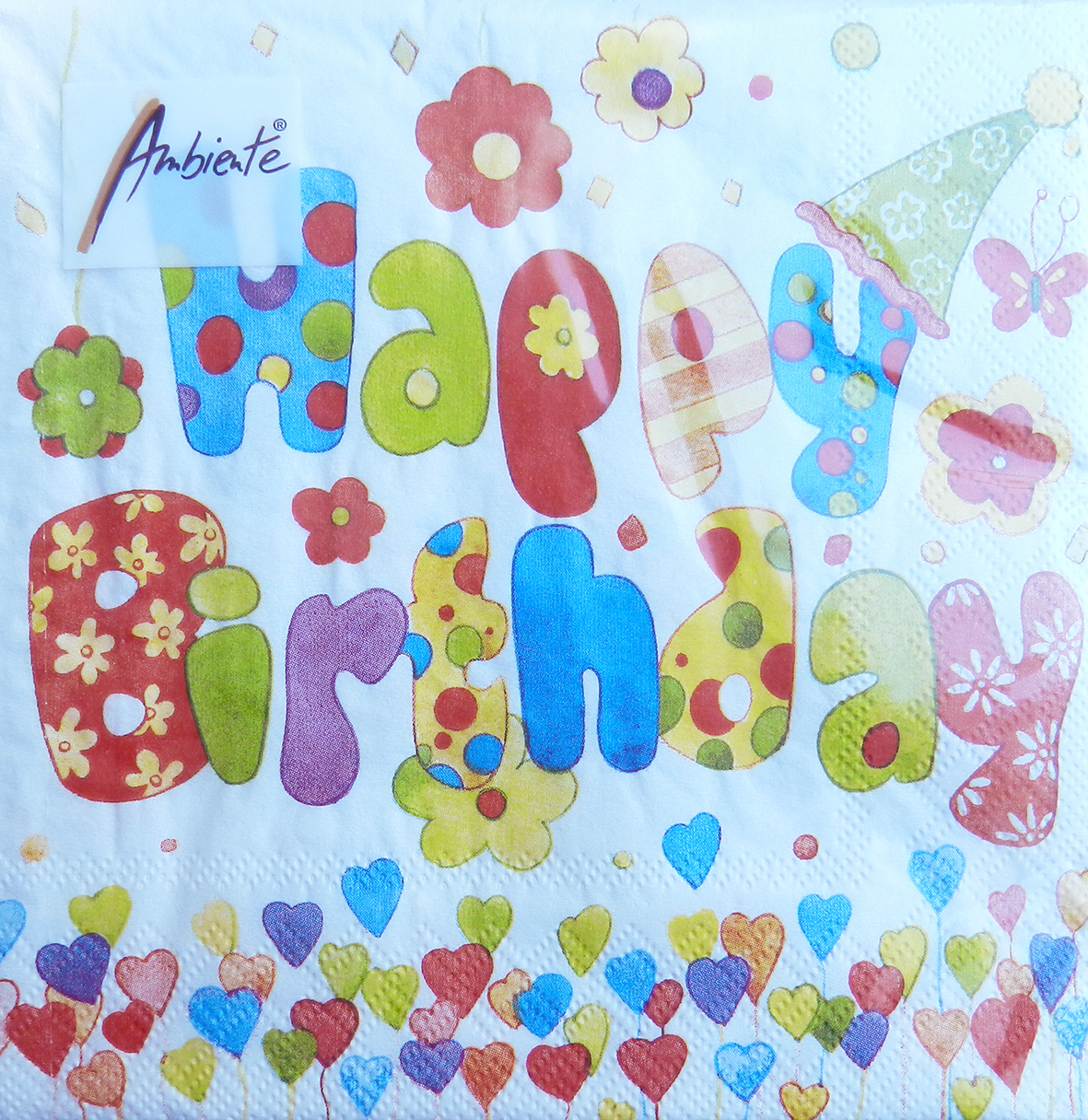 Gialpis Χαρτοπετσέτες μεσαίες εμπριμέ Happy Birthday 3φυλλες 33x33cm Ambiente (20τεμ)